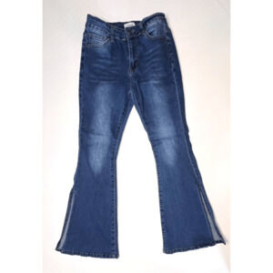 Bamboo Flare Mid Rise Split Leg Blue Jean‎ sz 13 Hipster 90s Throwback